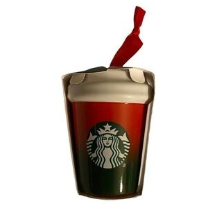 Starbucks Christmas 2021 Mini Ceramic Hot Cup Ornament RED GREEN New